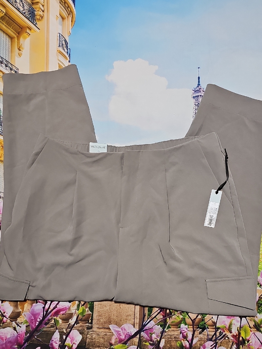 Prologue Tan Utility Cargo High Waisted Ankle‎ Pants Size 16 NWT